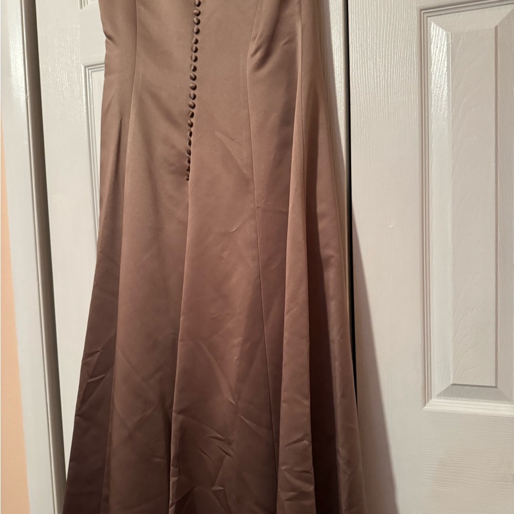 David's Bridal Chocolate Satin Dress